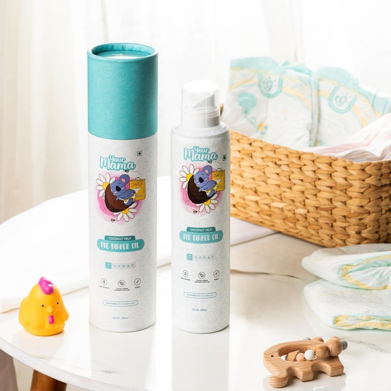 Your Mama Pre-Diaper Oil Spray – 100% Natural Virgin Coconut Oil, Baby Bum Barrier & Rash Prevention Spray, Gentle & Non-Toxic Formula for Newborns 600ml - Image 3